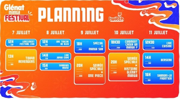 Planning du Festival Glénat Manga