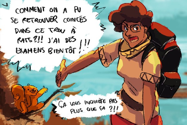 Extrait de Dix Petits Etudiants par Axel Même en dessin l'appel de la nature de ne semble pas attirer le blogueur Axel...