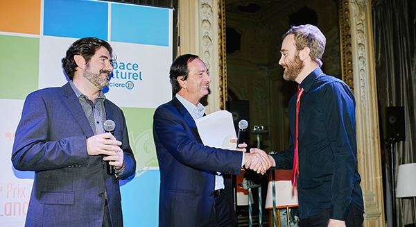 Juanjo Guarnido, Michel-Edouard Leclerc et Philipp Remise du Prix 2017 De gauche à droite : Juanjo Guarnido, Michel-Edouard Leclerc et Philippe Valette