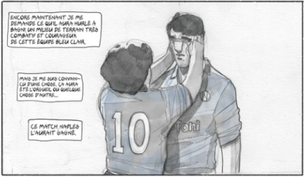 Cette bande dessinée retrace les mauvais moment de la carrière de Maradona