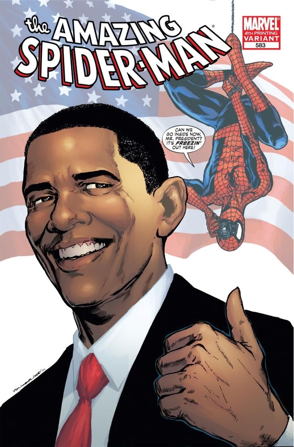 Barack Obama s'affiche en couverture avec spidey !
