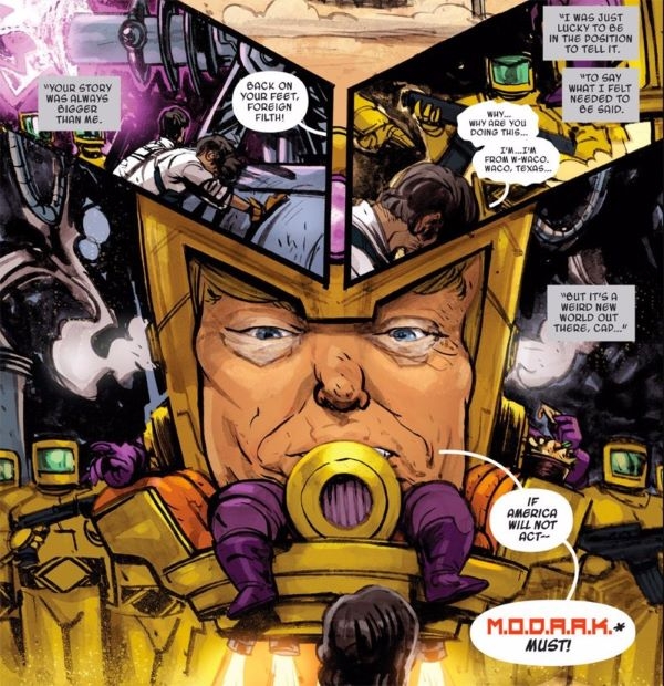 Dans ce comics, le président Trump ressemble au méchant Marvel Thanos... non ?
