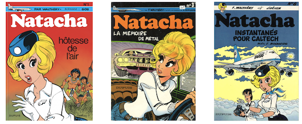 Trois couvertures de tomes de la série Natacha