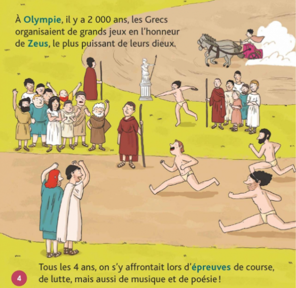 Chaque double page nous fait découvrir un moment important des jeux 