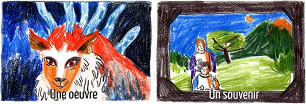 Mathilde Poncet en 5 dessins (2/3) Si Mathilde était une ouvre elle serait la Princesse Mononoké de Miyazaki ; si elle était un souvenir, les goûters de son enfance !
