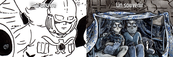 Roxanne Bee en 5 dessins (2/3) Si Roxanne était une oeuvre, elle serait Nausicaä de Hayao Miyazaki; un souvenir ; une soirée orageuse avec son petit copain
