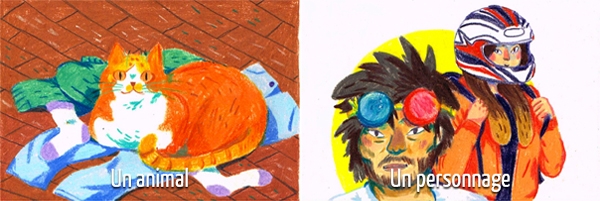 Cléo Mezortis en 5 dessins (1/3) Si Cléo était un animal, elle serait son chat ; si elle devait prendre un modèle, ce serait le couple du film Castaway on the Moon.