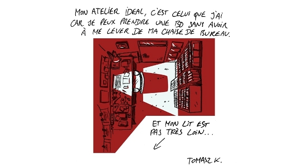 Tomasz K. en 3 dessins (3/3) Avant de rendre visite à Tomasz dans atelier, allez sur son blog !