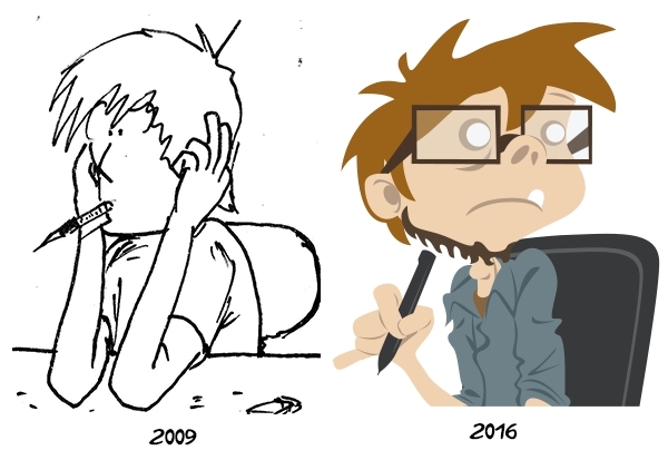 Tomasz K. en 3 dessins (1/3) En sept ans, le trait de Tomasz K. a bien évolué !