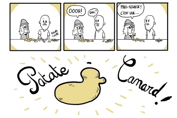 Le Vilain aime raconter les instants amusants de son quotidien, comme sa rencontre avec un canard-patate.