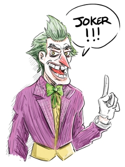 Nosbi en 3 dessins (3/3) Qui mieux que le Joker pourrait incarner la folie artistique de Nosbi ?