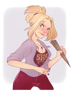 Fei en 3 dessins (2/3) Enfant, Fei voulait prendre des cours de karaté pour être aussi forte et féroce que Buffy!