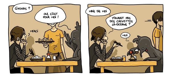 Extrait de Jamais Trop Le Pintado est une créature qui les yeux plus gros que le ventre, qui a inspiré à Noémie Grenouille sa drôle de silhouette en forme d’estomac.