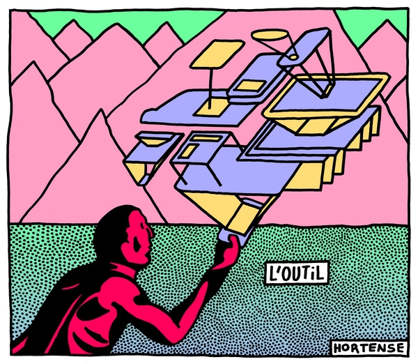 Arthur Binois en 3 dessins (2/3) Où qu'il aille sur le chemin de la BD, Arthur Binois a constamment son couteau suisse artistique sur lui.