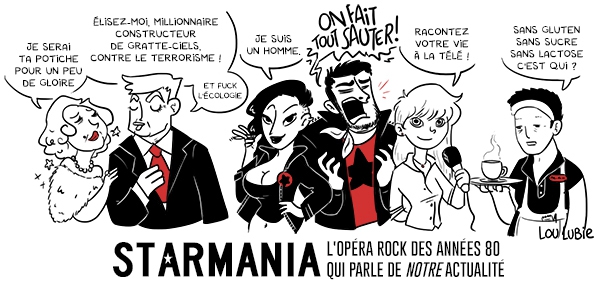 Pour cette Toile montante, Lou Lubie a reinterprété son oeuvre favorite : l'opéra-rock Starmania ! 