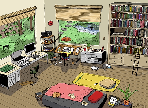 Opimasole en 3 dessins (3/3) Si vous ne trouvez pas Opimasole dans son atelier rêvé, vous pouvez toujours le croiser sur son Tumblr !