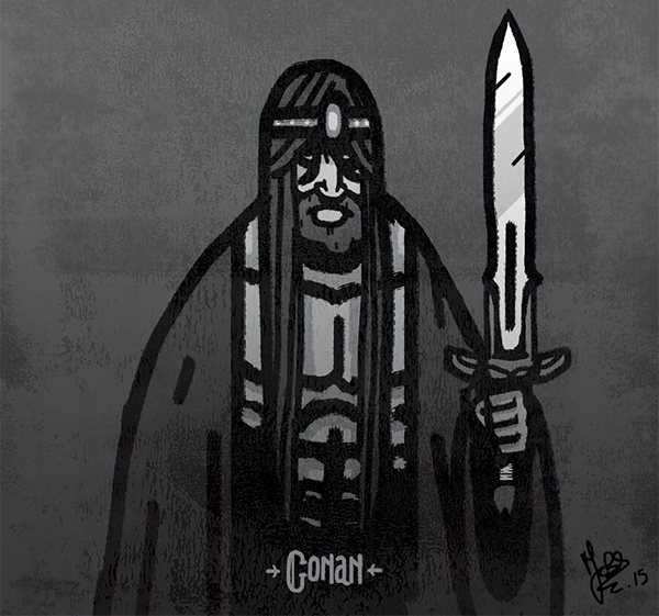 Marc Brouillon en 3 dessins (3/3) Le fameux Conan le Barbare fascine Marc Brouillon. Pour voir l'influence qu'occupe le guerrier sur ses illustrations, rendez-vous sur son blog !