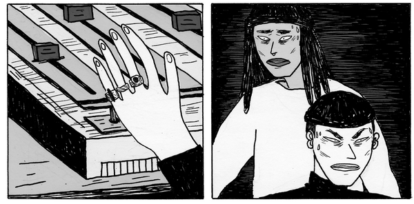 Extrait de la BD Le masque de la mort rouge Dans ses dessins, Ibticem met en avant une culture urbaine qui se fraye une place dans l'art.