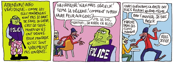 Extrait de la planche sur les flics en grève